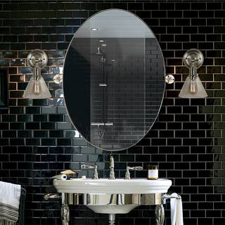 Copper Grove Oval Bathroom Wall Mirror with Polished Nickel Frame