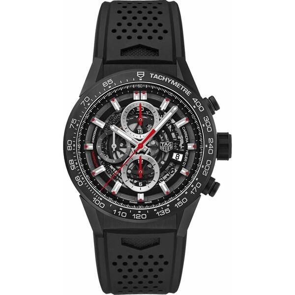 Shop Tag Heuer Men S Car2090 Ft6088 Carrera Chronograph Black Rubber Watch On Sale Overstock 29351706