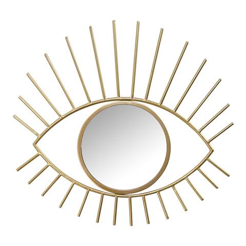 Stratton Home Decor Gold Metal Eye Wall Mirror