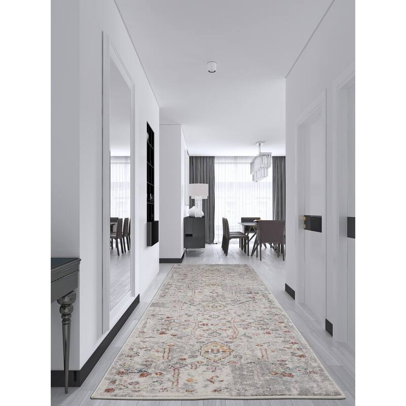 Ladole Rugs Cream Grey Traditional Area Rug For Living Room Hallway Runner Patio Entrance Kitchen Bedroom 4x5, 5x7, 7x9, 8x12