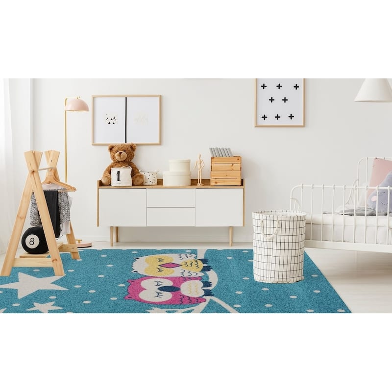 Taylor & Olive Blue/ Off-white Owl Area Rug