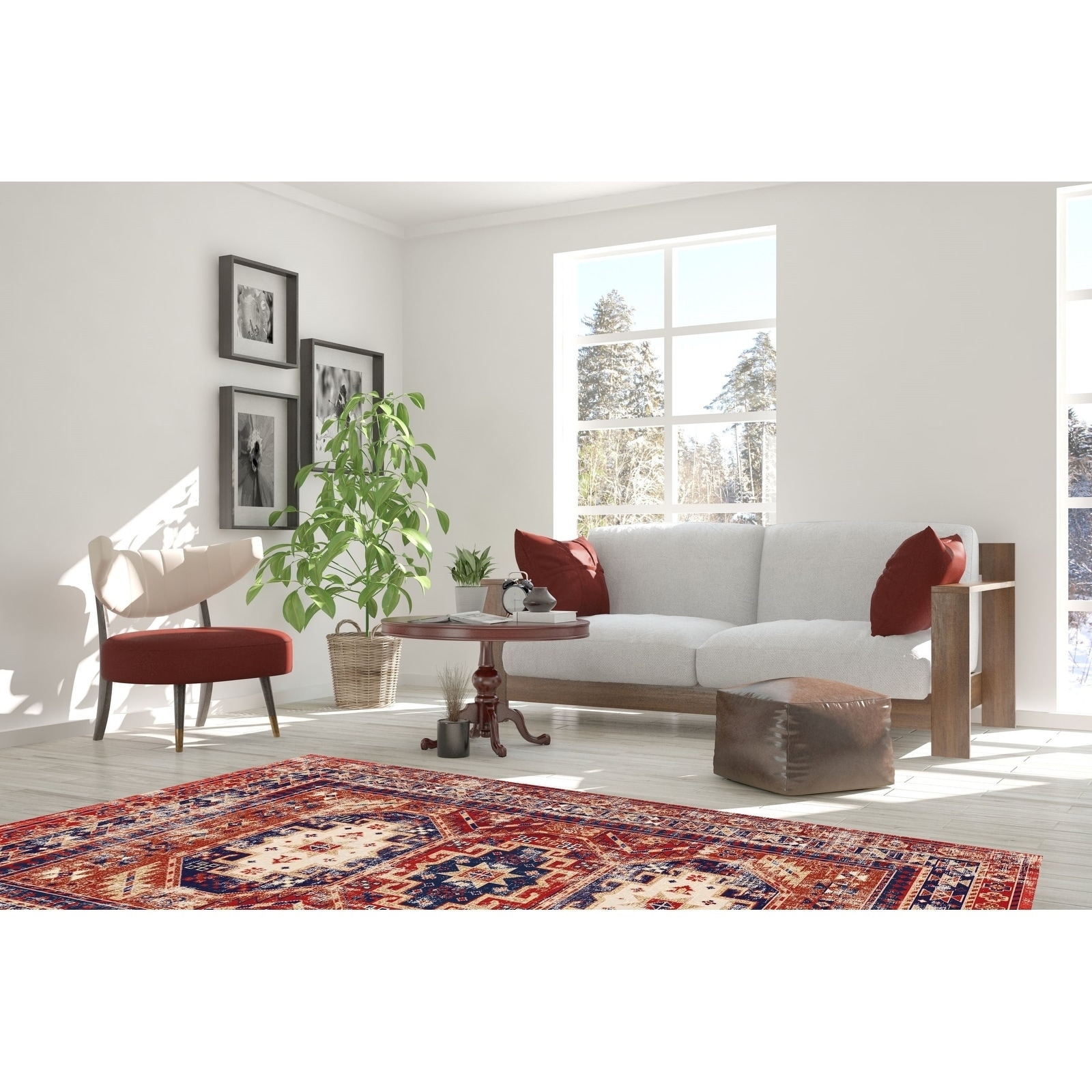 La Dole Rugs Red Blue Silver Grey Bordered Flat Pile Machine Washable Area Rug  Carpet Living Room Patio 5x7 8x10 7X9 feet - On Sale - Bed Bath & Beyond -  29352027