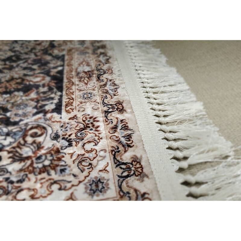 LaDole Rugs Navy Blue Beige Cream Silver Traditional Light Weight Area Rug Living Room Hallway Patio Sizes 5x7, 8x10, 7X9 feet
