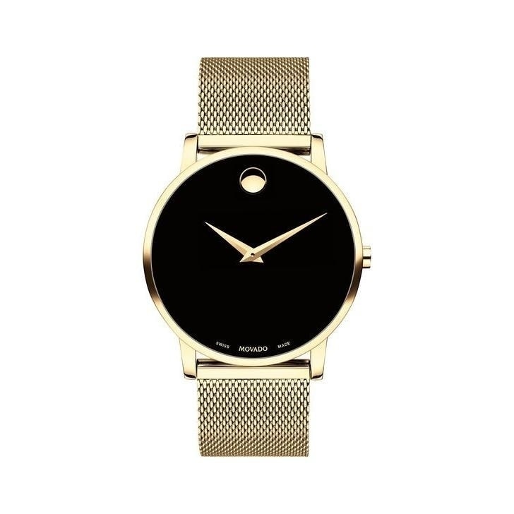 movado museum classic gold leather strap