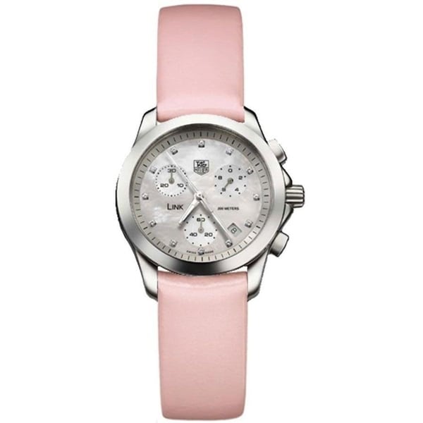 Tag Heuer Women's CJF1312.FC6190 'Link' Chronograph Pink Leather Watch. Opens flyout.