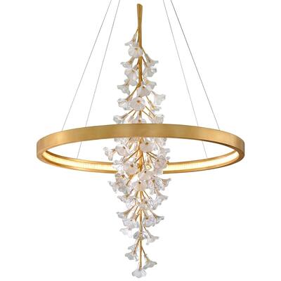 Jasmine Gold Leaf LED Circular Frame Pendant