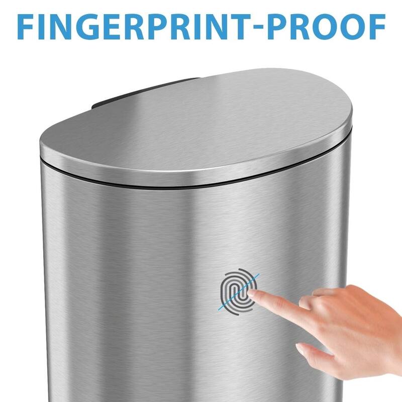 iTouchless 13.2 Gal SoftStep Stainless Steel Semi-Round Trash Can
