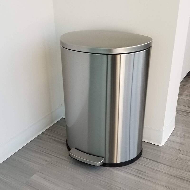 iTouchless 13.2 Gal SoftStep Stainless Steel Semi-Round Trash Can