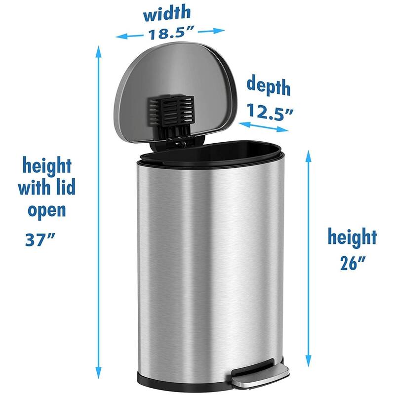 iTouchless 13.2 Gal SoftStep Stainless Steel Semi-Round Trash Can