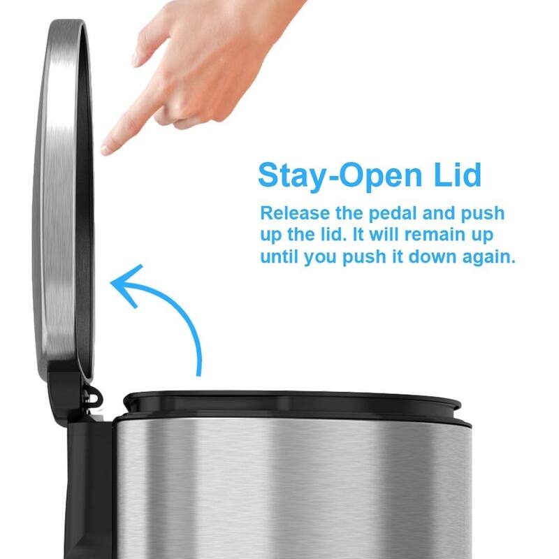 iTouchless 13.2 Gal SoftStep Stainless Steel Semi-Round Trash Can