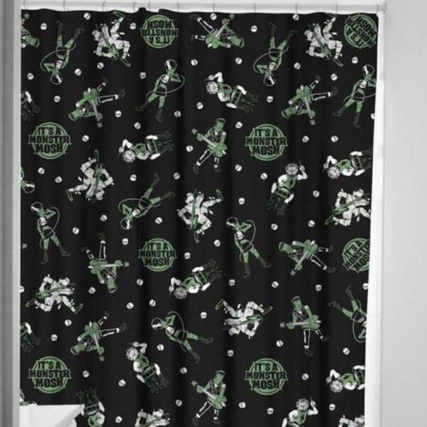 Shop Extra Long Polyester Shower Curtain With Hooks Monster Mash