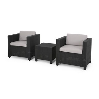 Christopher Knight Home Waverly Outdoor 2 Seater Faux Wicker Print Chat Set With Side Table By Christopher Knight Home Dark Gray Gray Cushion From Overstock Com Daily Mail