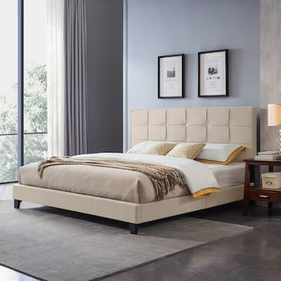 Eveleth Modern Upholstered King Bed Platform by Christopher Knight Home