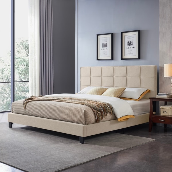 Details about   Lonabr Modern Full Queen Bed Frame Upholstered Platform with Wood Slat Bedroom 