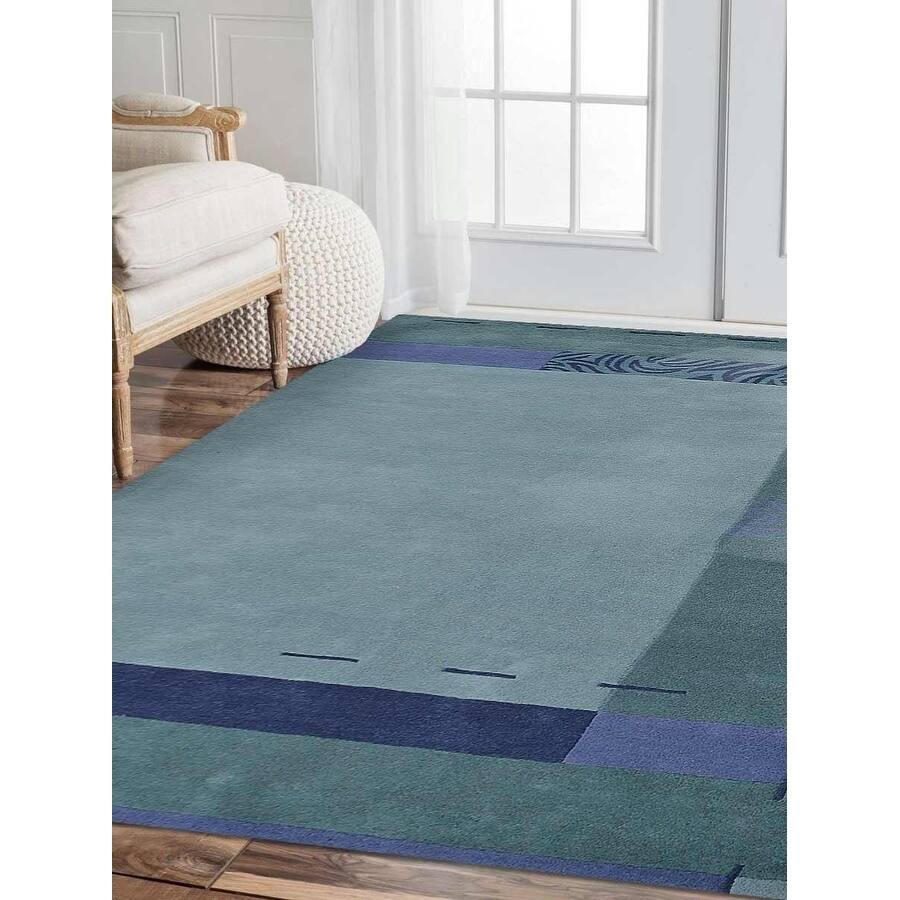 Craftsman Oriental Hand Tufted Wool Carpet Indian Geometric Area Rug - 6' x 9'