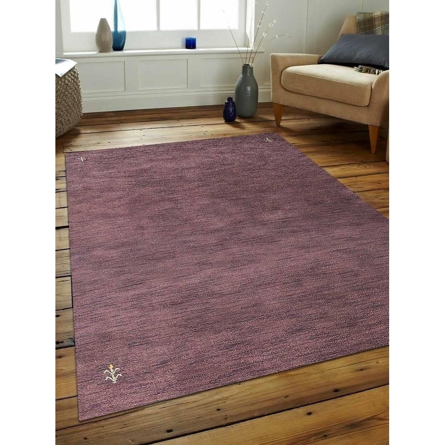 Gabbeh Modern Solid Color Hand Knotted Carpet Indian Oriental Area Rug - 5' x 8'