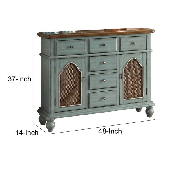 Rectangular Wooden Console Table With Six Drawers And Side Rectangular Wooden Console Table