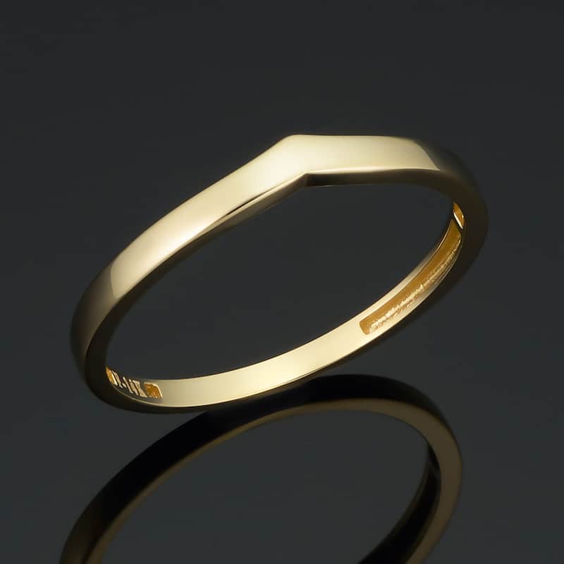 14k Yellow White or Rose Gold 3.25 millimeter Chevron Midi Stackable Minimalist Ring