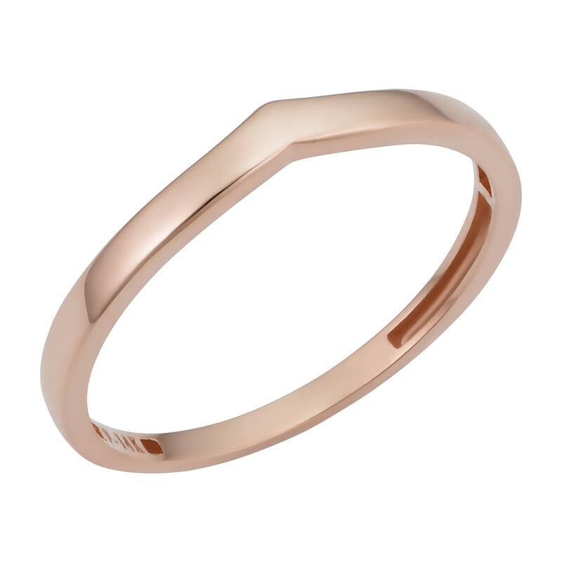 14k Yellow White or Rose Gold 3.25 millimeter Chevron Midi Stackable Minimalist Ring - Rose - 9
