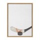 preview thumbnail 2 of 4, DesignOvation Sylvie Hockey Stick And Puck Portrait Framed Canvas 18x24 - Plastic - Brown