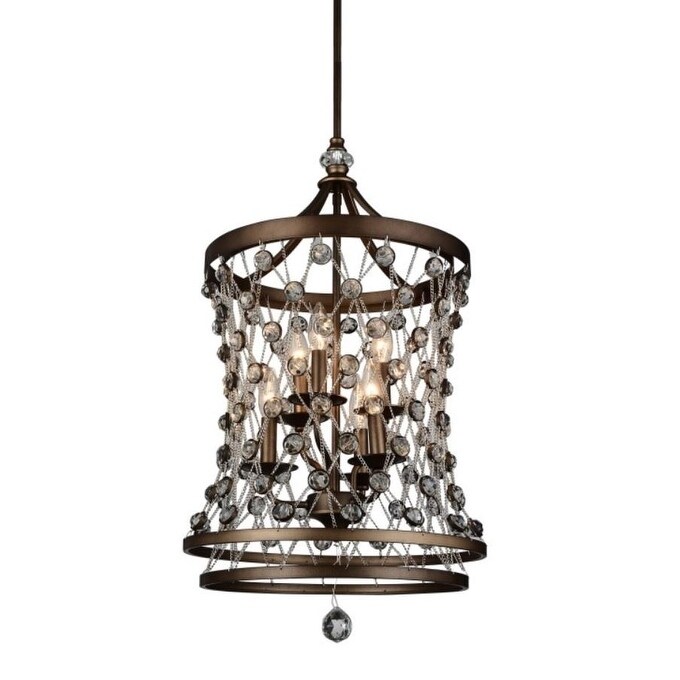 Tieda 6 Light Up Chandelier with Speckled Bronze finish - Chandeliers For Bedrooms by Overstock.com