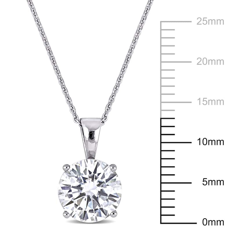 Miadora 2ct DEW Moissanite Solitaire Necklace in 14k White Gold - 13 mm x 17 in x 8 mm