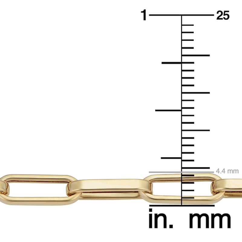 14k Yellow Gold 4.4 millimeter Polished Paperclip Chain Bracelet (7.5 inches)