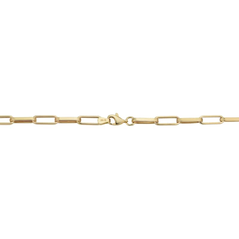 14k Yellow Gold 4.4 millimeter Polished Paperclip Chain Bracelet (7.5 inches)