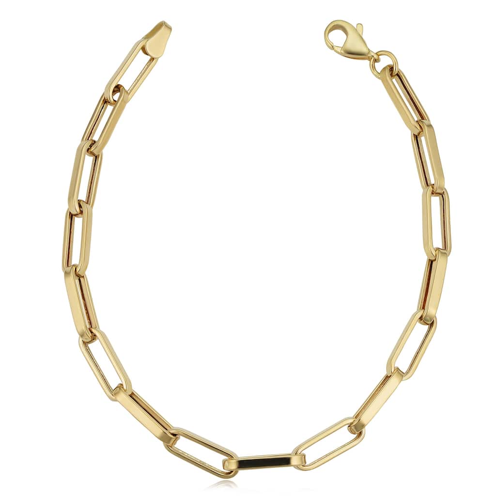 14k Yellow Gold 4.4 millimeter Polished Paperclip Chain Bracelet (7.5 inches)