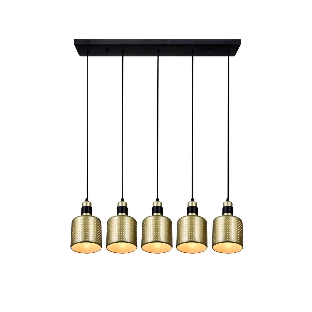 Forate 5 Light Pool Table Light with Pearl Gold Finish - Chandeliers For Bedrooms by Overstock.com