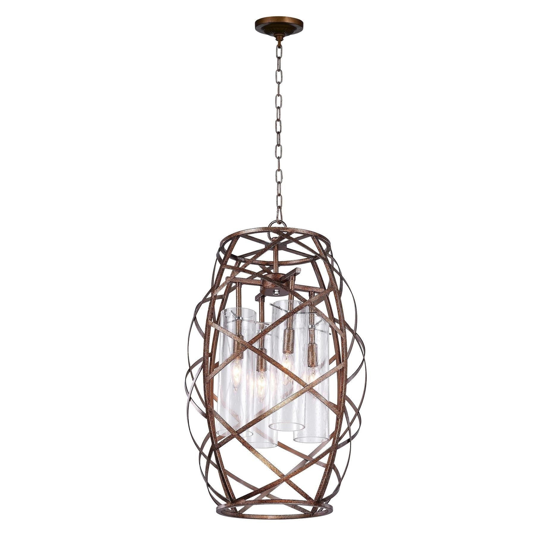 Keeva 4 Light Chandelier with Wood Grain Bronze Finish - Chandeliers For Bedrooms by Overstock.com