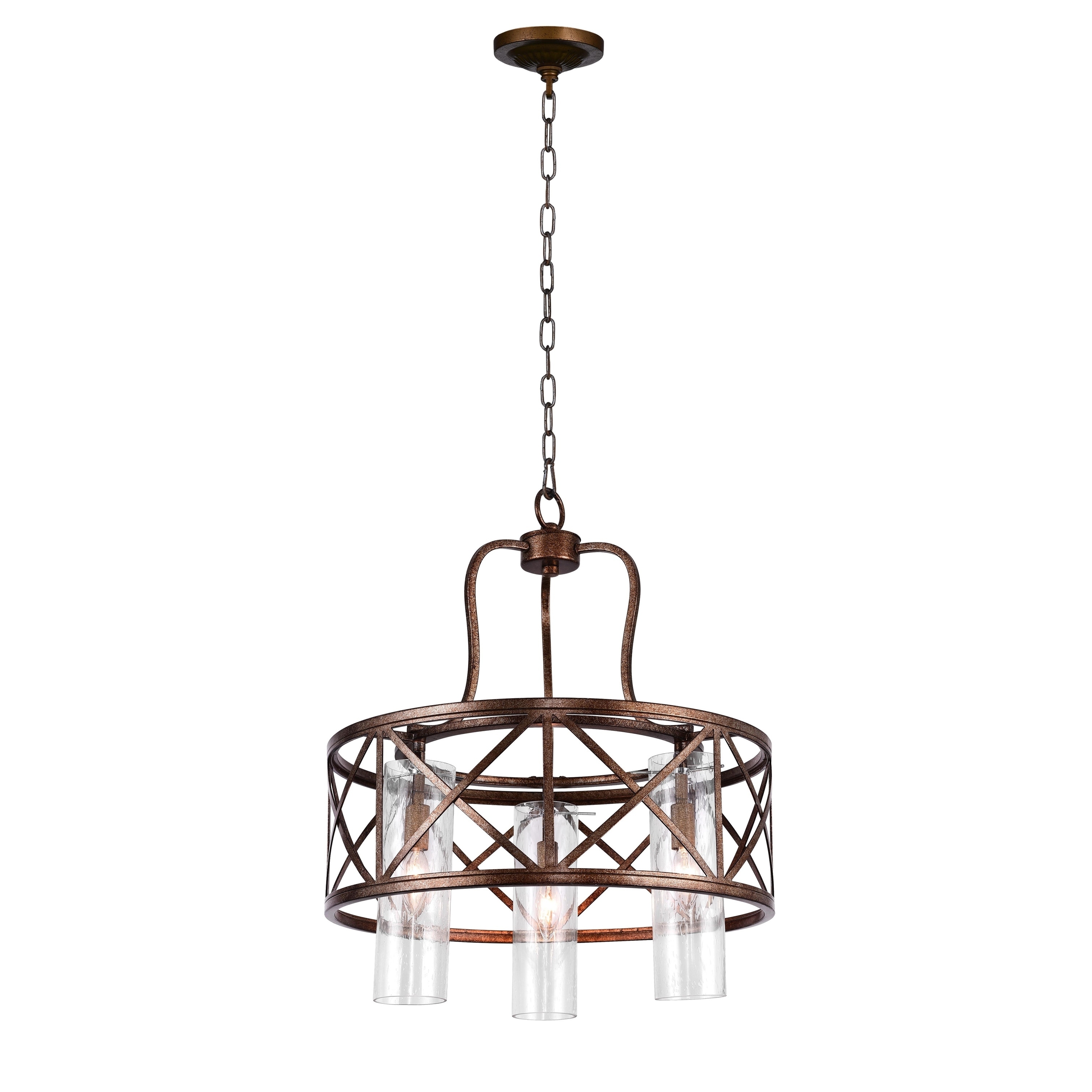 Keeva 3 Light Chandelier with Wood Grain Bronze Finish - Chandeliers For Bedrooms by Overstock.com