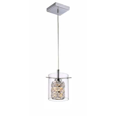 Chrome Metal Pendant Light with A Clear Glass Shade