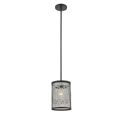 Black Metal Single Pendant Lighting With Clear Crystal Accents