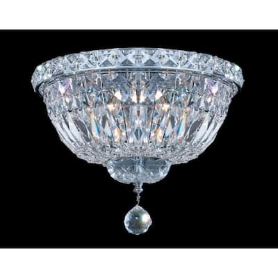 Chrome Metal Flush Mount with Clear Crystal