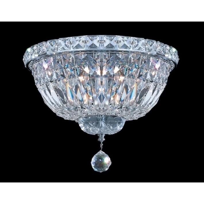 4 Light Chrome Metal Flush Mount with Crystal Accents
