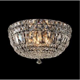 4 Light Chrome Metal Flush Mount With Clear Crystal Accents