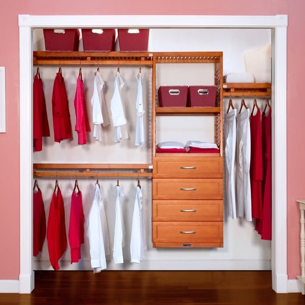 Shop John Louis Home 12in. Deep Solid Wood 4-Drawer Woodcrest Simplicity Closet Organizer ...