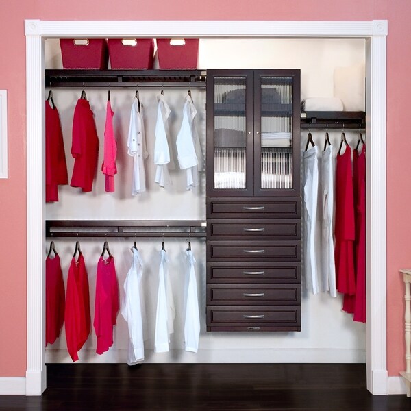 Shop John Louis Home 12in. Deep Solid Wood 6-Drawer/Doors Woodcrest Simplicity Closet Organizer ...