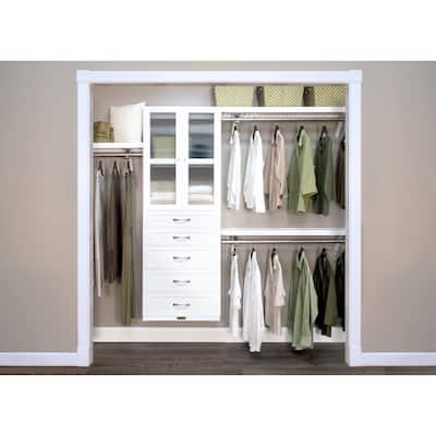John Louis Home 12in. Deep Solid Wood 5-Drawer/Doors Woodcrest Premier Closet Organizer White