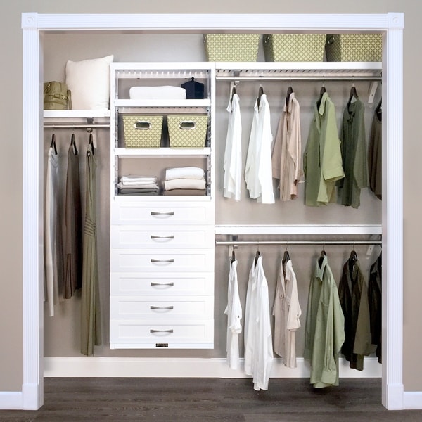 Shop John Louis Home 12in. Deep Solid Wood 6-Drawer Woodcrest Premier Closet Organizer White ...