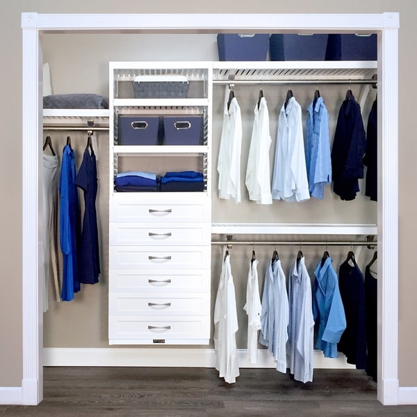 Shop John Louis Home 16in. Deep Solid Wood 6-Drawer Woodcrest Deluxe Closet Organizer White ...