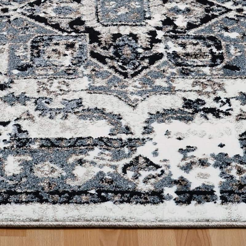LaDole Rugs Hanuama Abstract Contemporary Area Rug in Grey Cream