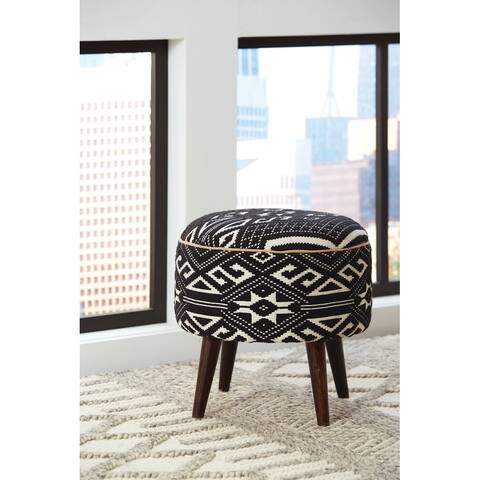 Coaster Furniture Camila Black and White Round Upholstered Ottoman