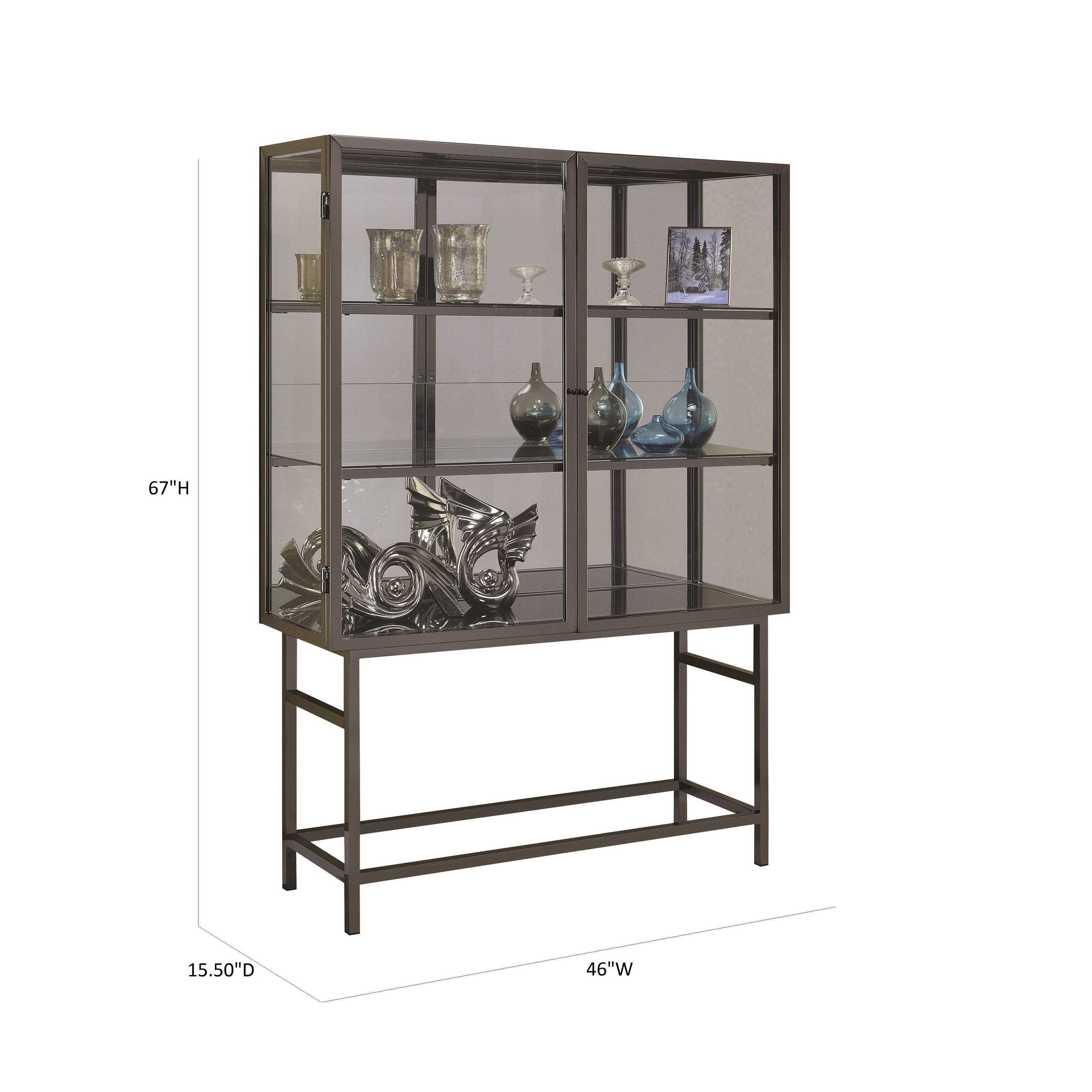 Brush Black Nickel 2 Door Curio Cabinet 29358236 Brush Black Nickel 2 Door Curio Cabinet