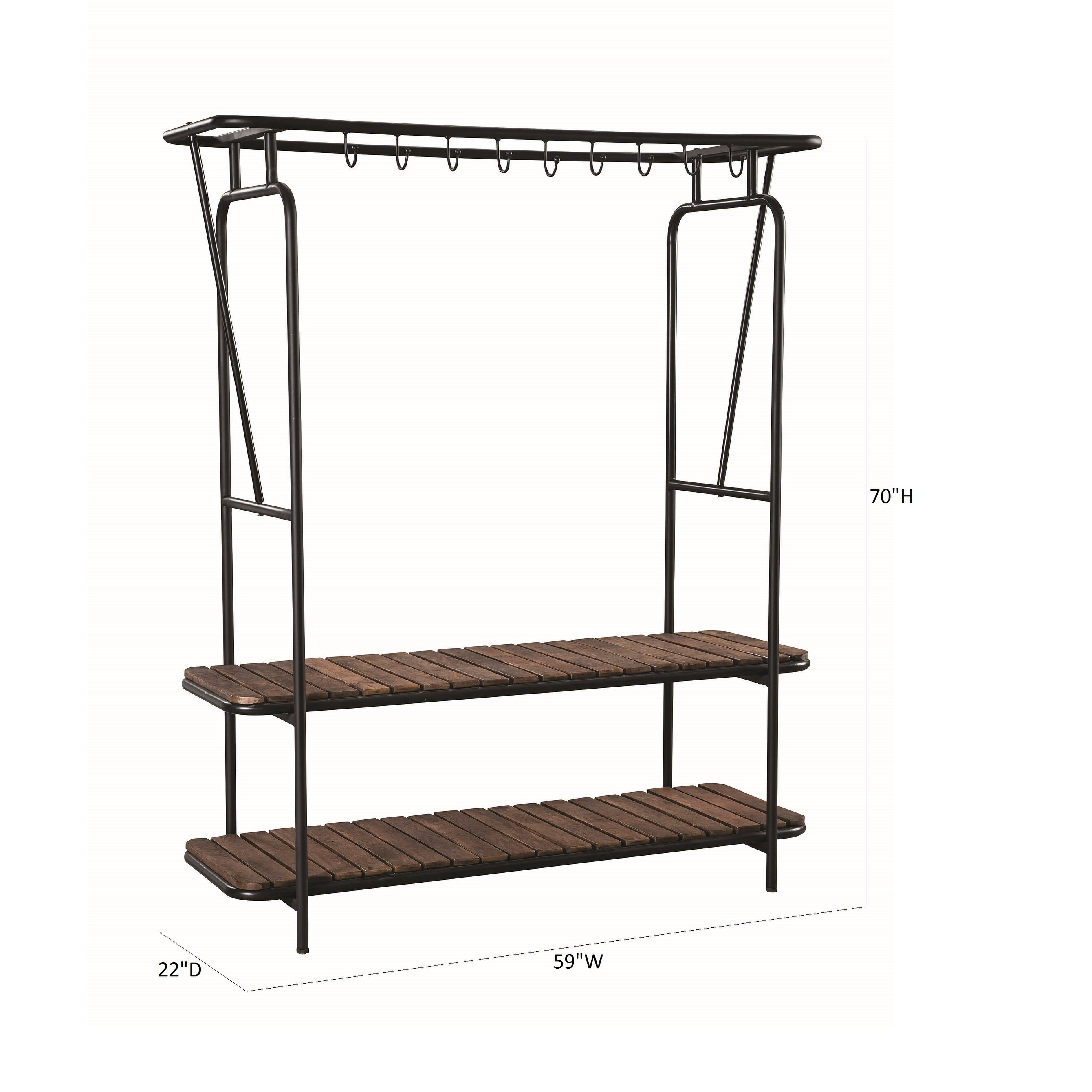 Shop Tobacco And Black Clothes And Shoe Rack With 8 Coat Hooks Overstock 29358333