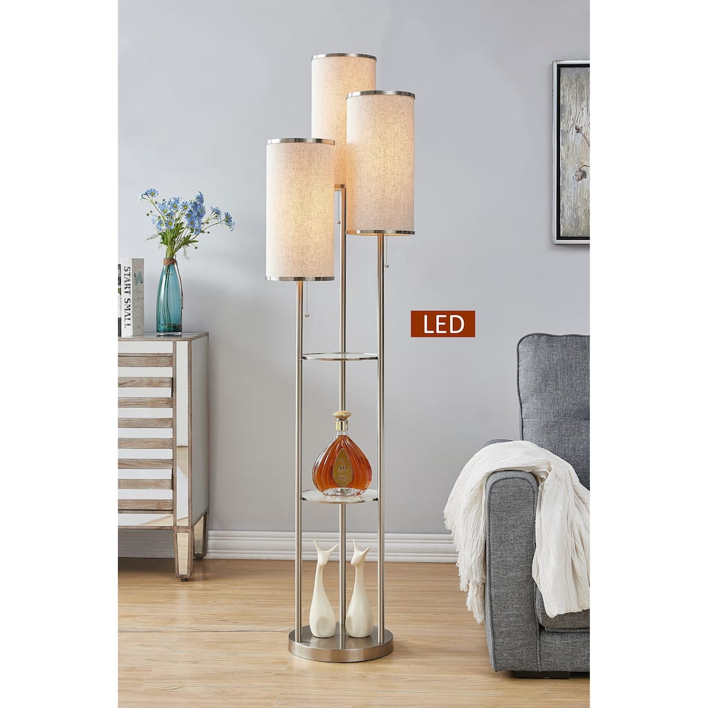 Carson Carrington Ingeback LED Tri-light Shelf Floor Lamp - NICKEL
