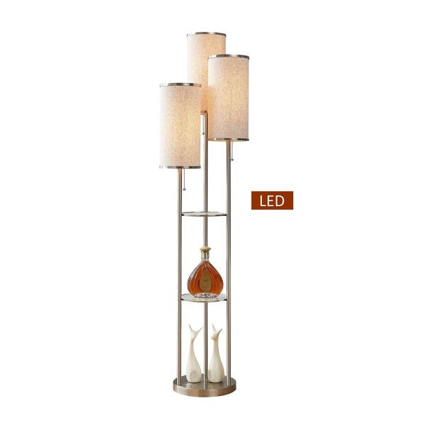 metal floor lamp with shelves