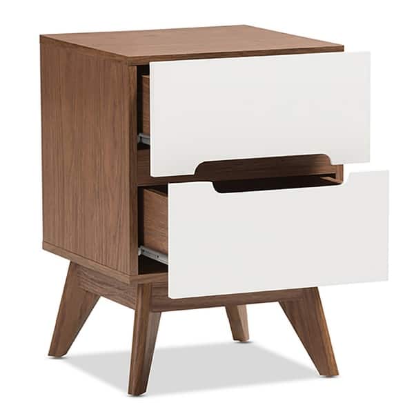 Modern Designs Two Tone White and Walnut Nightstand - Bed Bath &amp; Beyond ...