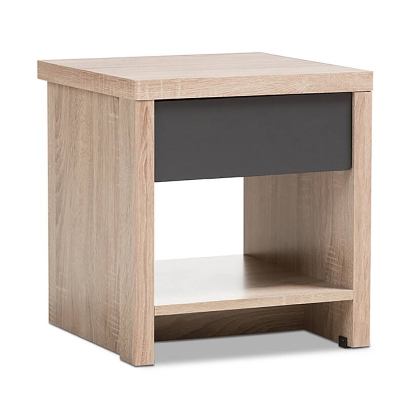 Modern Designs Contemporary Two-Tone Oak and Grey Nightstand